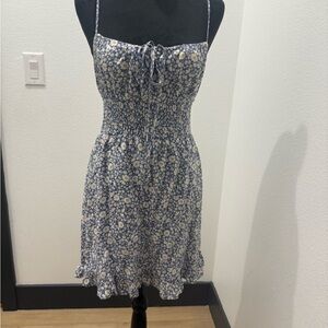 Dress Forum Small Blue Floral Smocked Mini Dress